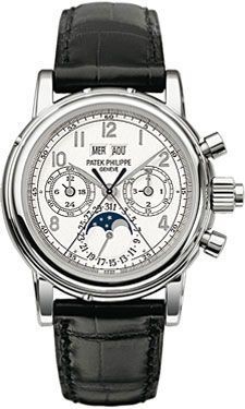 AAA Replica Patek Philippe Perpetual Calendar Split Seconds Chronograph White Gold White Arabic Watch 5004G-013